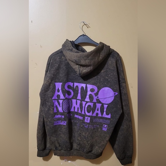 Cactus Jack Astronomical Travis Scott Theme Dark Grey Graphic Novelty Hoodie - Picture 3 of 5